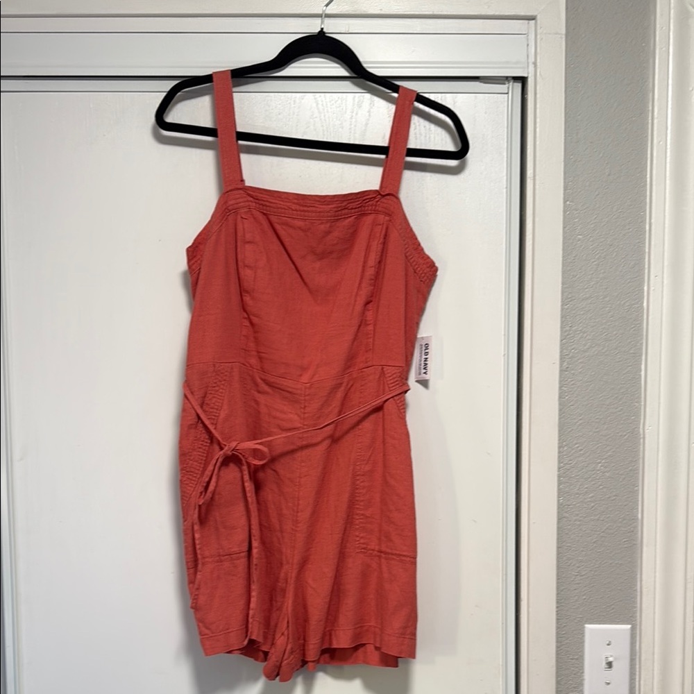 Coral Sleeveless Romper Old Navy